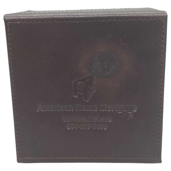 Cutter & Buck Leather Coaster Set of 6 American Home Mortgage Storage Box - Picture 8 of 15